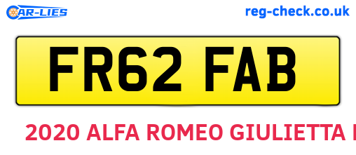 FR62FAB are the vehicle registration plates.
