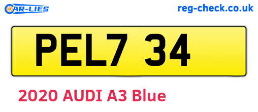 PEL734 are the vehicle registration plates.
