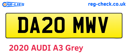DA20MWV are the vehicle registration plates.