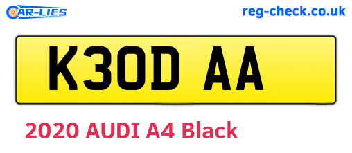 K30DAA are the vehicle registration plates.