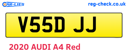 V55DJJ are the vehicle registration plates.