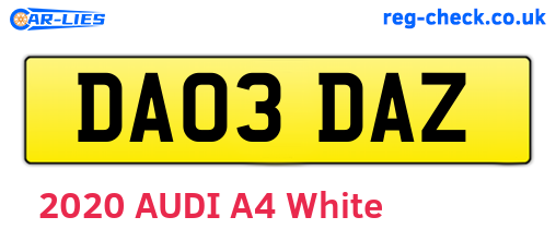 DA03DAZ are the vehicle registration plates.