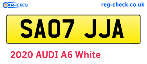 SA07JJA are the vehicle registration plates.