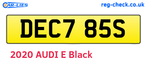 DEC785S are the vehicle registration plates.