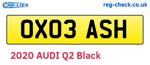OX03ASH are the vehicle registration plates.
