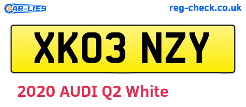 XK03NZY are the vehicle registration plates.
