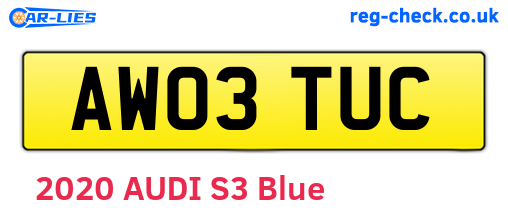 AW03TUC are the vehicle registration plates.