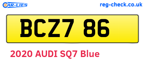 BCZ786 are the vehicle registration plates.