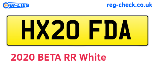 HX20FDA are the vehicle registration plates.