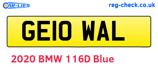 GE10WAL are the vehicle registration plates.