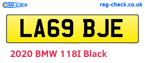 LA69BJE are the vehicle registration plates.