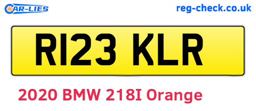 R123KLR are the vehicle registration plates.