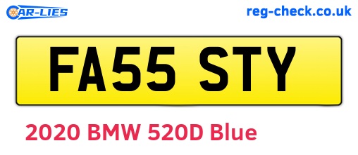 FA55STY are the vehicle registration plates.