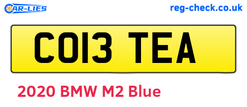 CO13TEA are the vehicle registration plates.