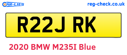 R22JRK are the vehicle registration plates.