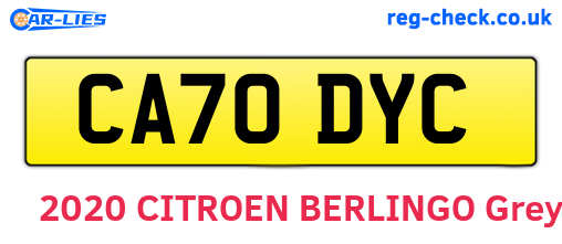CA70DYC are the vehicle registration plates.