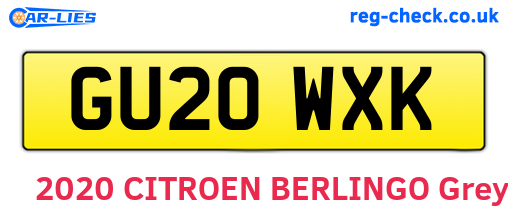 GU20WXK are the vehicle registration plates.