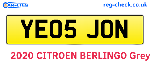 YE05JON are the vehicle registration plates.