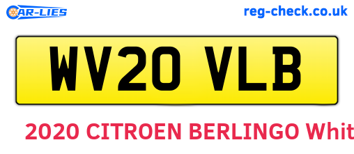 WV20VLB are the vehicle registration plates.