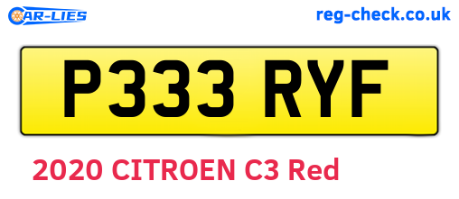 P333RYF are the vehicle registration plates.