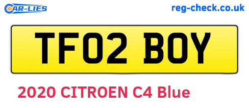 TF02BOY are the vehicle registration plates.