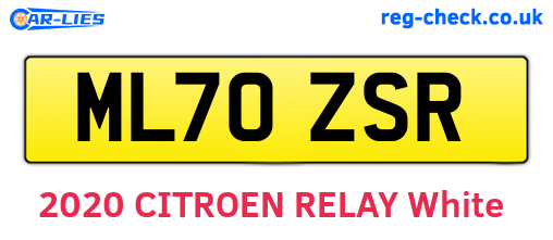 ML70ZSR are the vehicle registration plates.