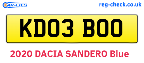 KD03BOO are the vehicle registration plates.
