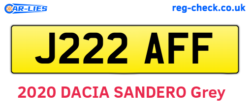 J222AFF are the vehicle registration plates.