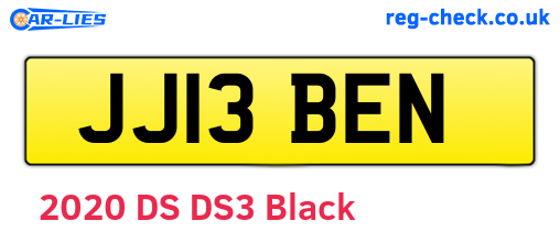 JJ13BEN are the vehicle registration plates.