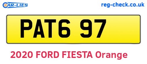 PAT697 are the vehicle registration plates.