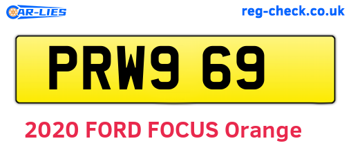 PRW969 are the vehicle registration plates.