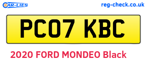 PC07KBC are the vehicle registration plates.