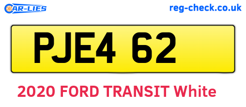 PJE462 are the vehicle registration plates.