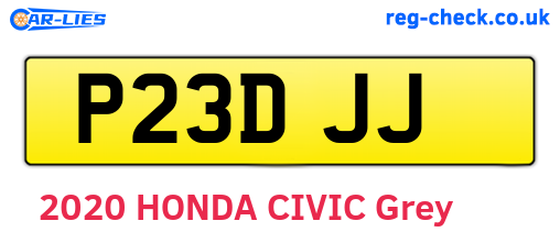 P23DJJ are the vehicle registration plates.