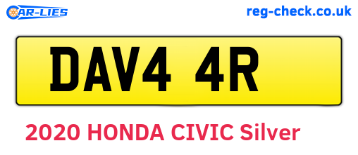 DAV44R are the vehicle registration plates.