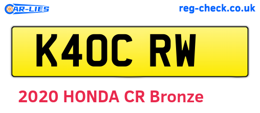 K40CRW are the vehicle registration plates.