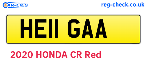 HE11GAA are the vehicle registration plates.