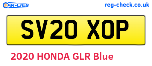 SV20XOP are the vehicle registration plates.