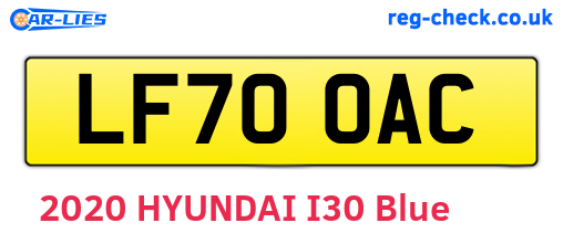 LF70OAC are the vehicle registration plates.