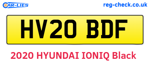 HV20BDF are the vehicle registration plates.