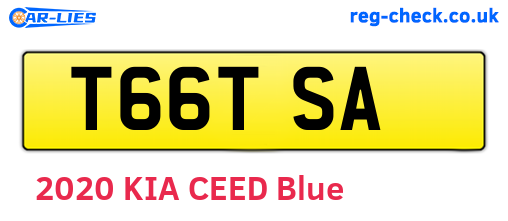 T66TSA are the vehicle registration plates.