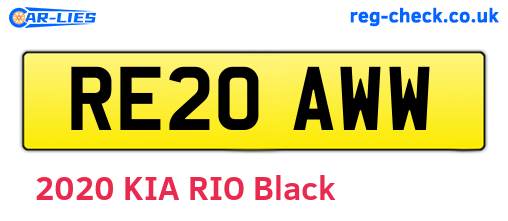 RE20AWW are the vehicle registration plates.