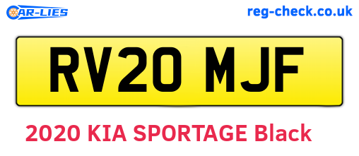 RV20MJF are the vehicle registration plates.