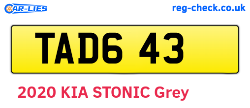 TAD643 are the vehicle registration plates.