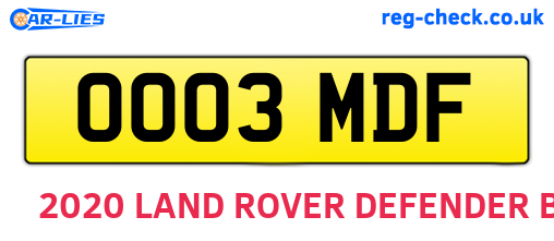 OO03MDF are the vehicle registration plates.