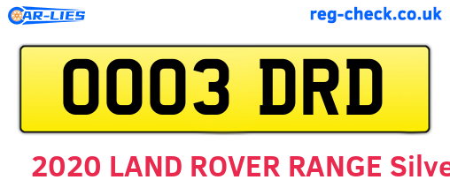 OO03DRD are the vehicle registration plates.