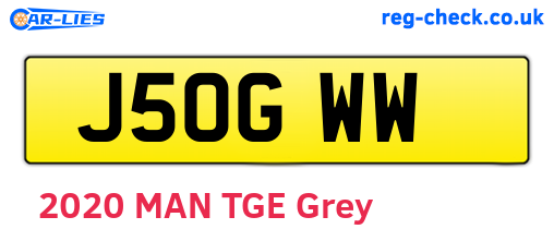J50GWW are the vehicle registration plates.