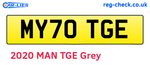 MY70TGE are the vehicle registration plates.