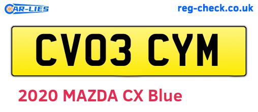 CV03CYM are the vehicle registration plates.