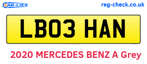 LB03HAN are the vehicle registration plates.